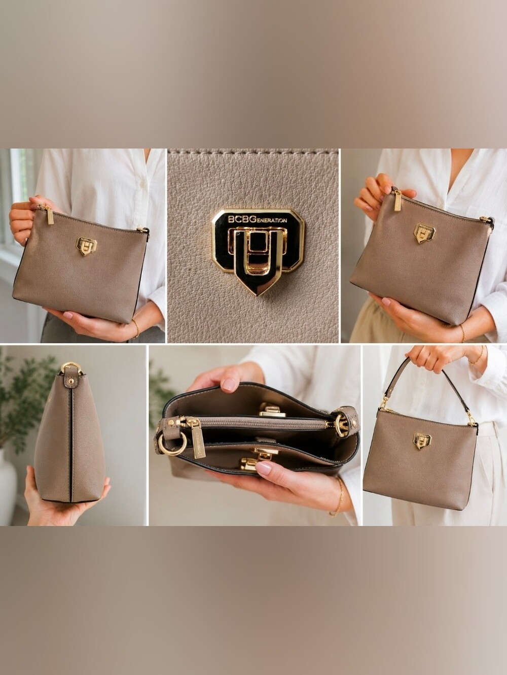 BCBGeneration Taupe Crossbody with Gold-Tone Hardware
